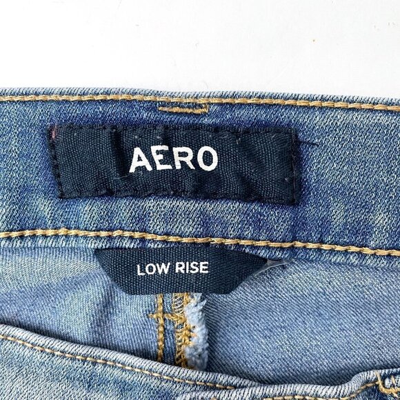 Aero Women's Low Rise Skinny Jeans Light Wash Distressed size 8 length 29" - Picture 6 of 8